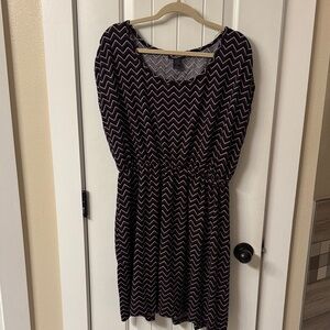 Delirious Black and White Zigzag Long Sleeve Dress